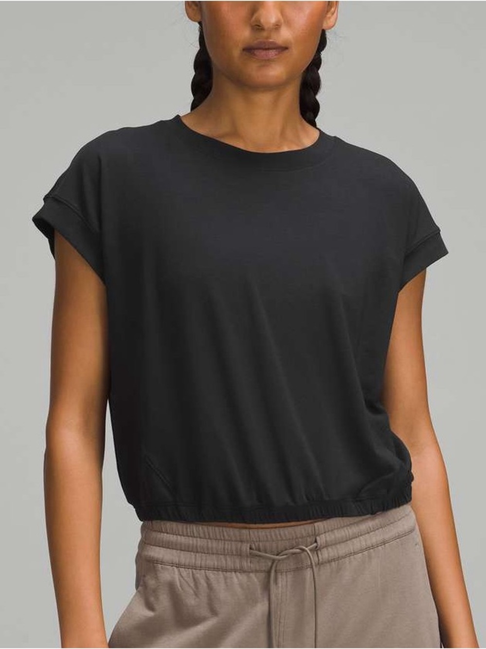 lululemon wide-sleeve gathered hem t-shirt in black